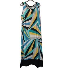 NEW AVENUE Long Maxi Dress Plus‎ 26/28 3X Stretchy Vacation Career Travel Flowy